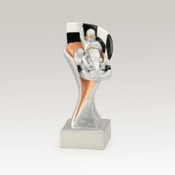 Trophäe, Aufsteller Kart Zielfahne, Bronze Höhe15cm